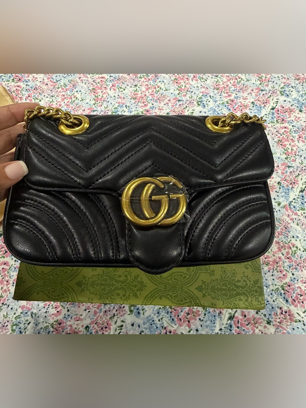Gucci Black Quilted Leather Shoulder Bag with Gold Hardware